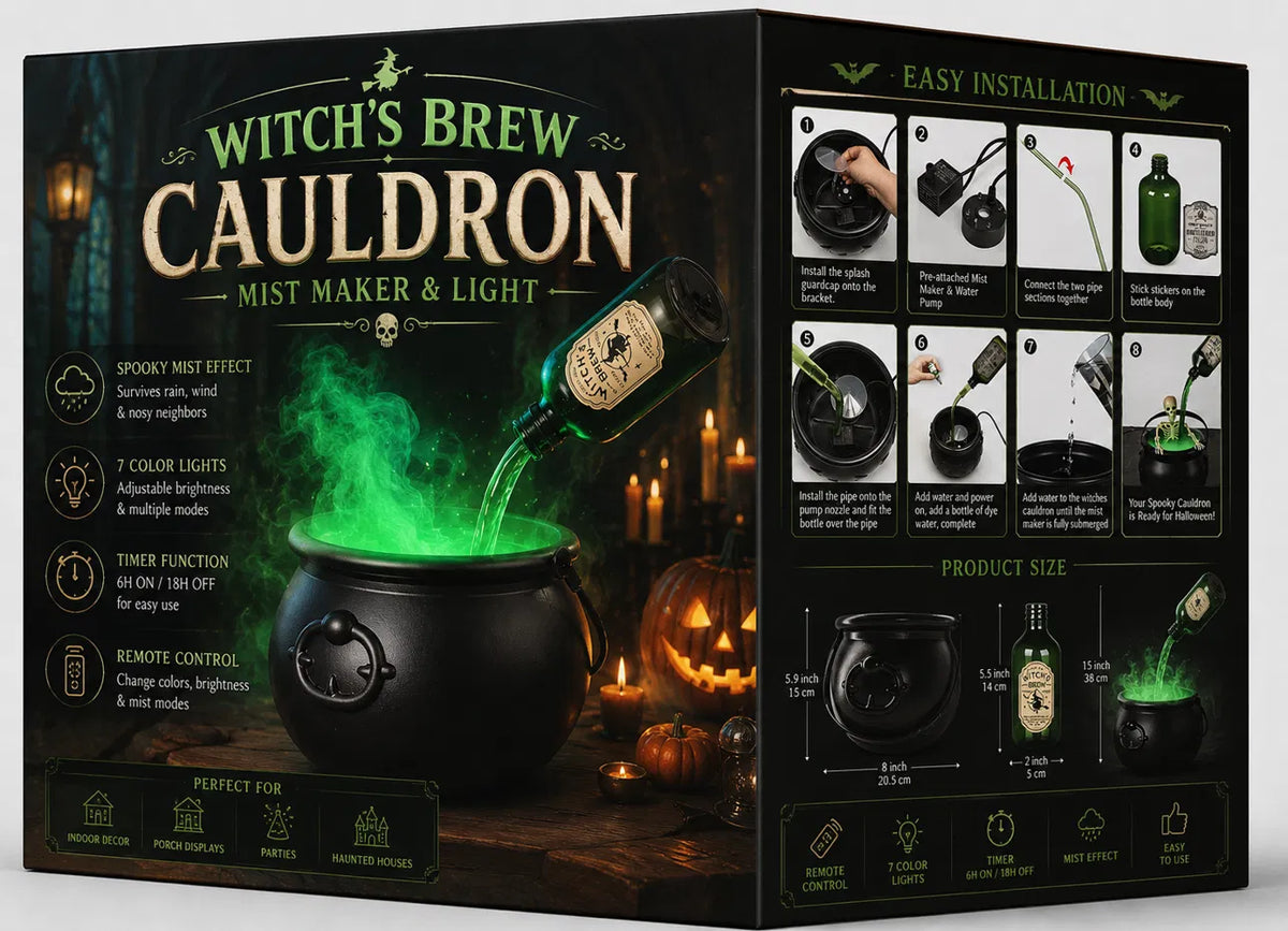 Witch's Brew Halloween Green Witch Cauldron